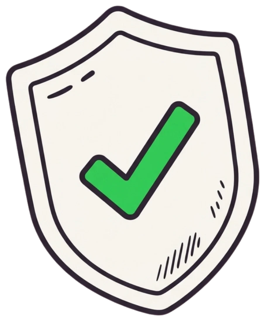 Green protective shield with a check mark