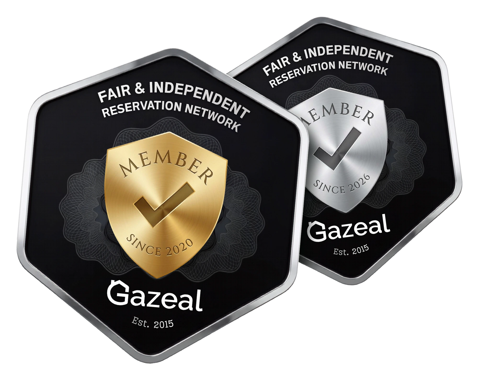 Gazeal Fair and Independent Reservation Network gold and silver member badges